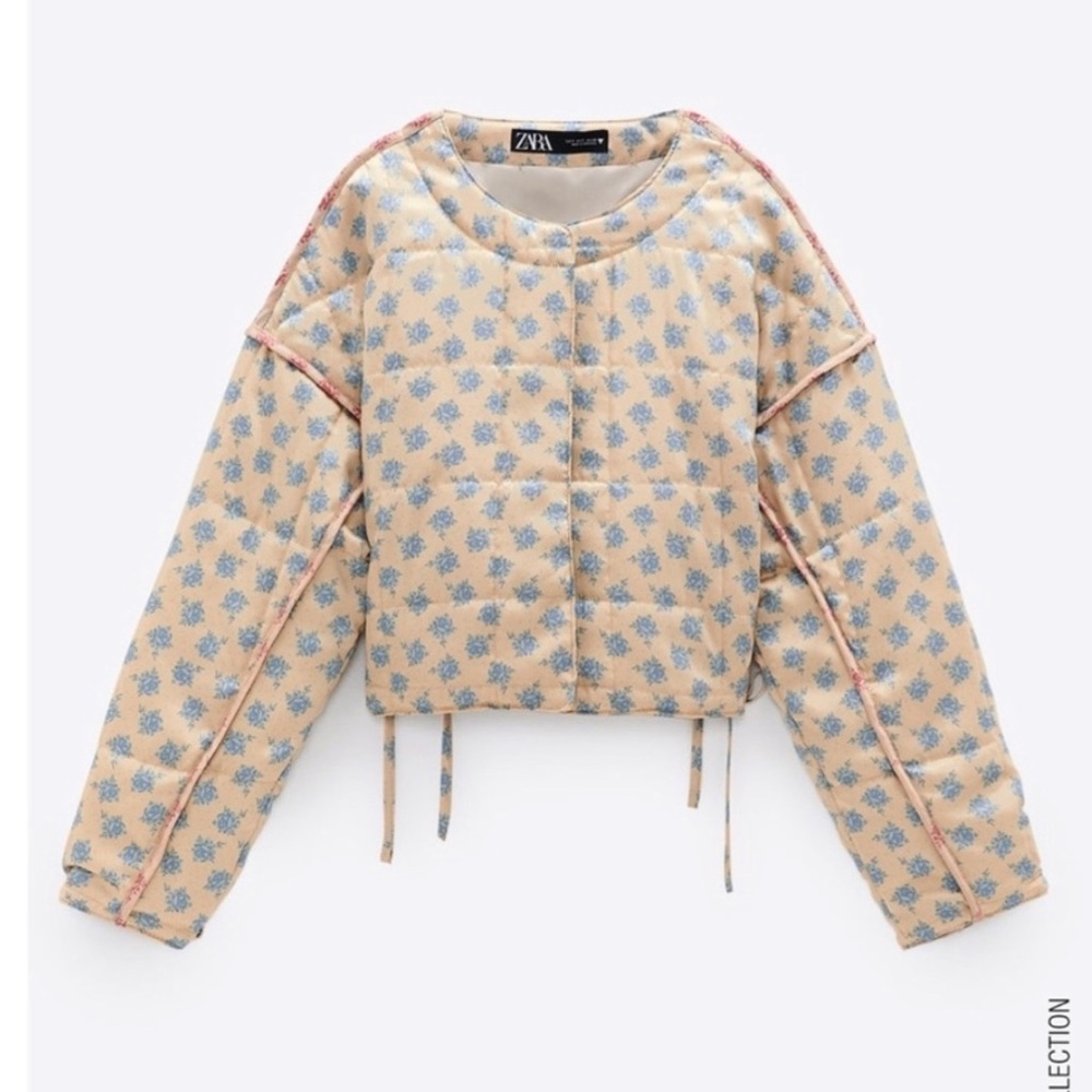 Zara Floral Satin Jacket Size Small